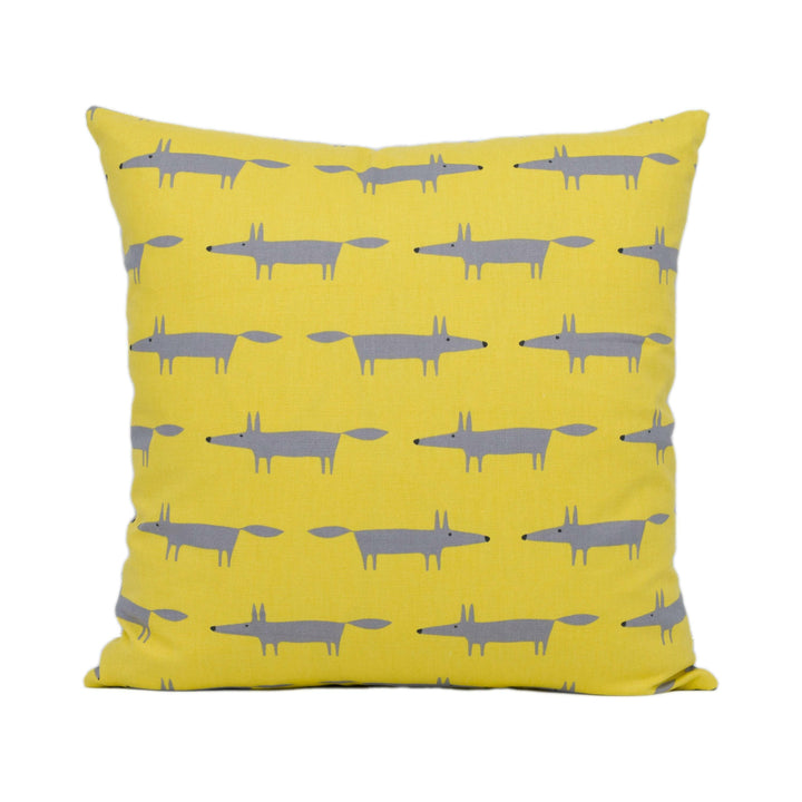 Scion - Little Fox - Sunflower / Gull - Super Cute Mini Mr Fox Cushion Cover - Handmade Throw Pillow Designer Home Decor.