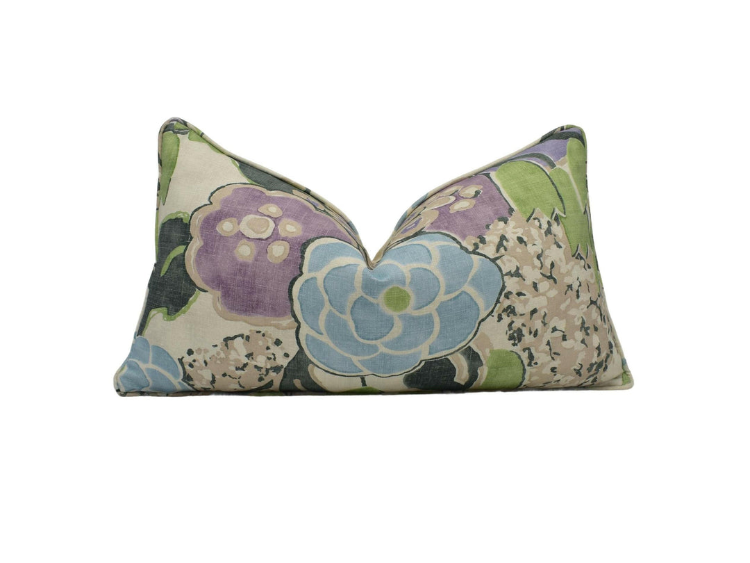 Anna French x Thibaut - Laura - Lavender and Green - Bold Vintage Retro Floral Designer Cushion Cover - Luxury Throw Pillow - Handmade Home.
