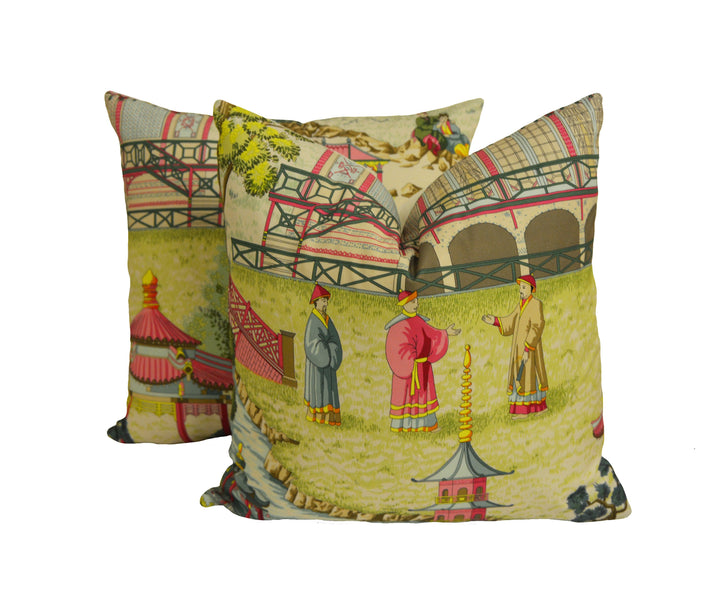 Manuel Canovas - Pagoda - Rose -  Beautiful Chinese Garden Designer Cushion Cover - Handmade Throw Pillow - Designer Home Decor