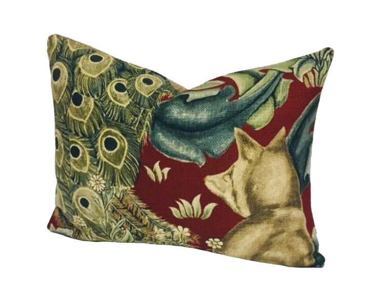 William Morris - Forest - Red Linen - Cushion Cover Throw Pillow Designer Home Decor.