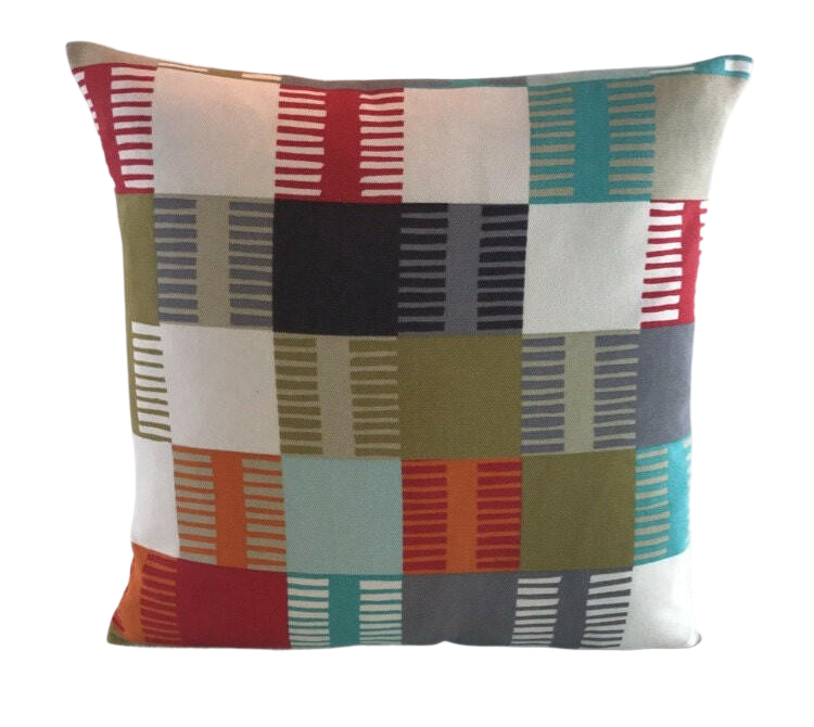 Scion - Navajo - Tomato / Multi - Funky Ethnic Rug Inspired Cushion Cover - Handmade Throw Pillow - Designer Home Decor.