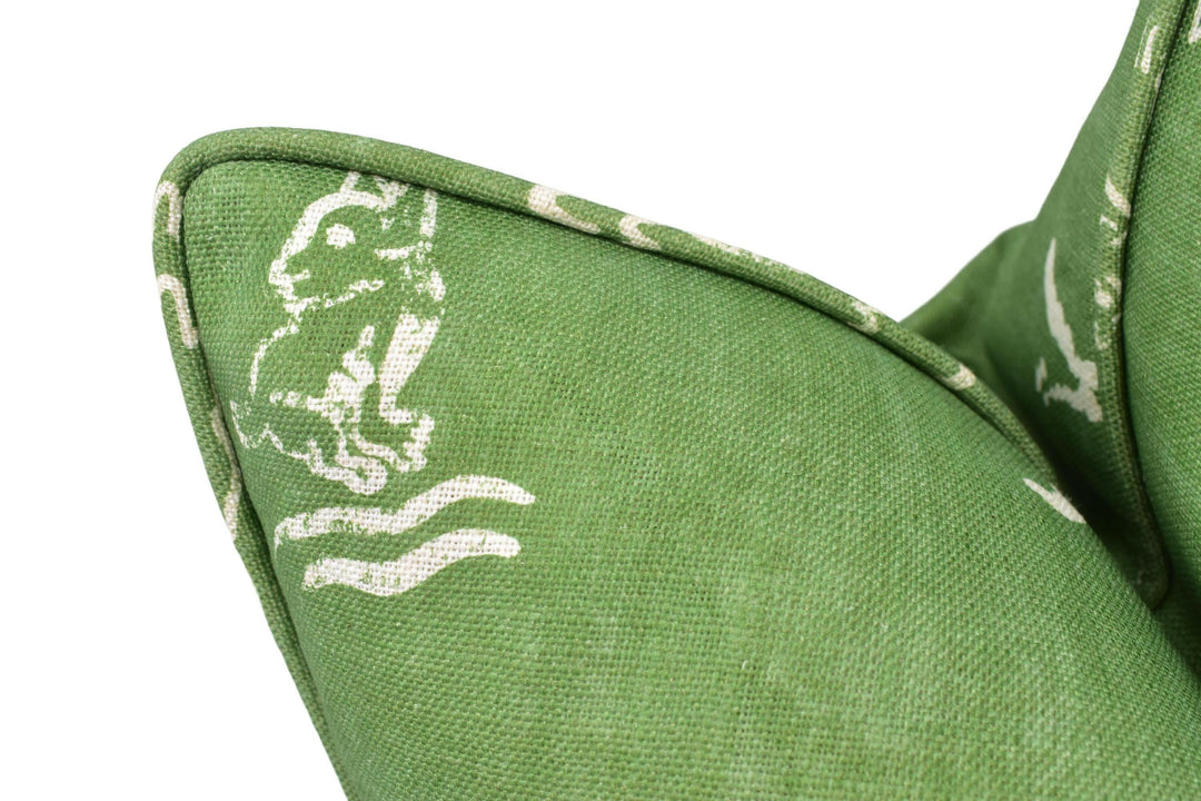 Andrew Martin - Friendly Folk - Basil Green - Vibrant English Folklore Inspired Designer Cushion Cover - Luxury Throw Pillow - Handmade Home.