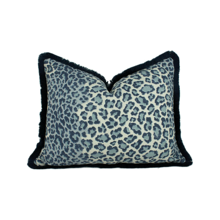 Colefax and Fowler - Panthera - Navy - Soft Distinctive Big Cat Print Stripe Designer Cushion Cover - Luxury Throw Pillow - Handmade Home.