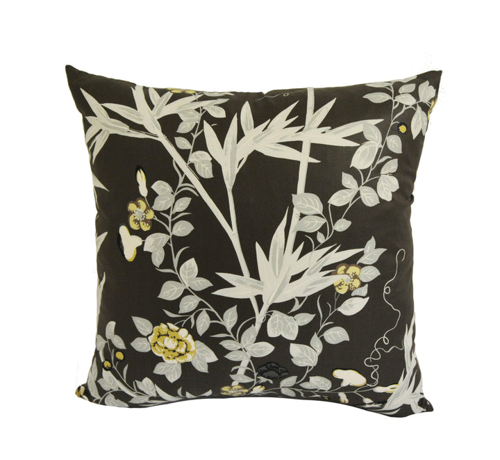 Scalamandre - Jardin De Chine - Espresso - Grand Floral Chinoiserie Designer Cushion Cover - Handmade Throw Pillow - Luxury Home Decor.
