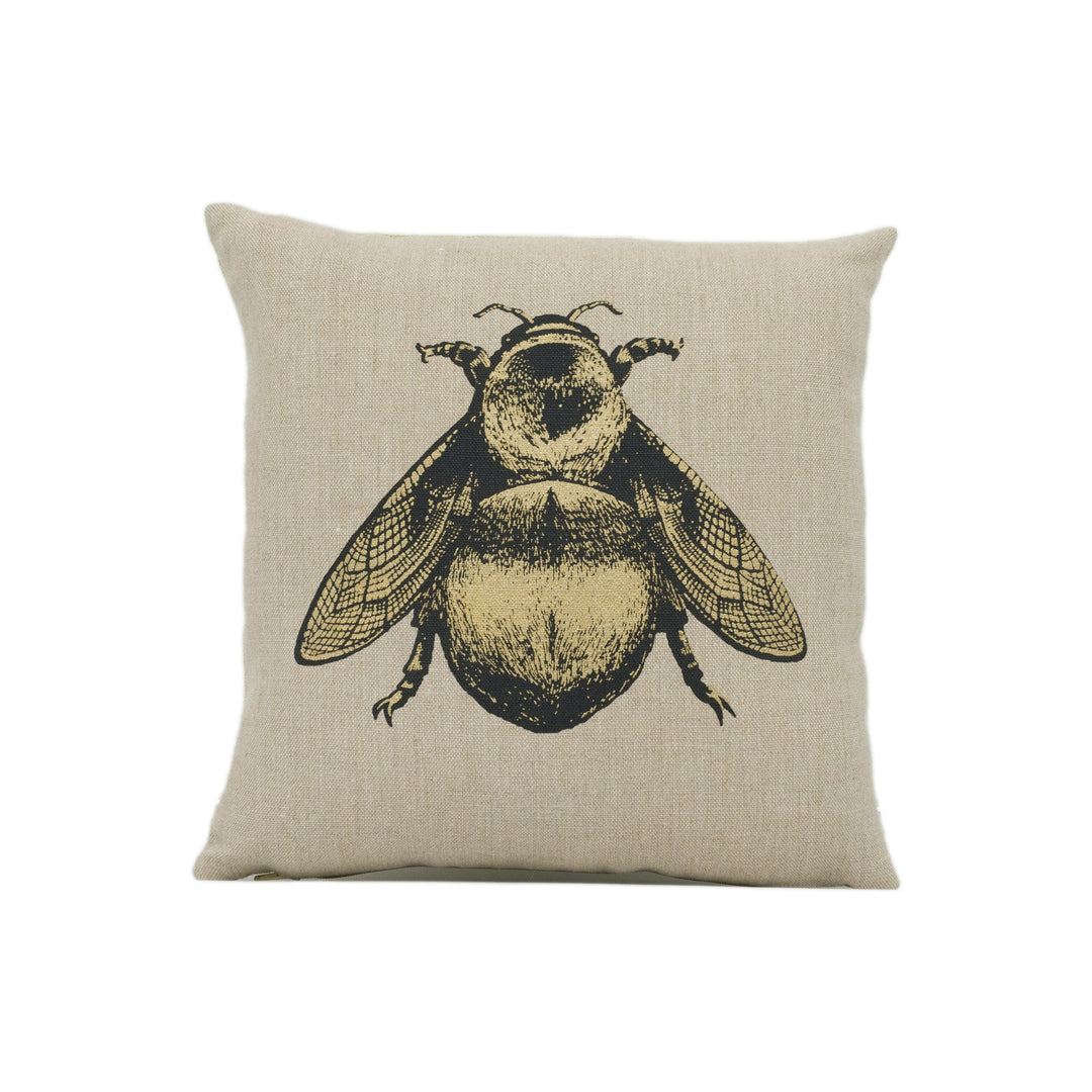 Timorous Beasties - Napoleon Bee - Black & Pale Gold - Playful Chic Bumblebee Cushion Cover - Handmade Throw Pillow - Designer Home Décor.