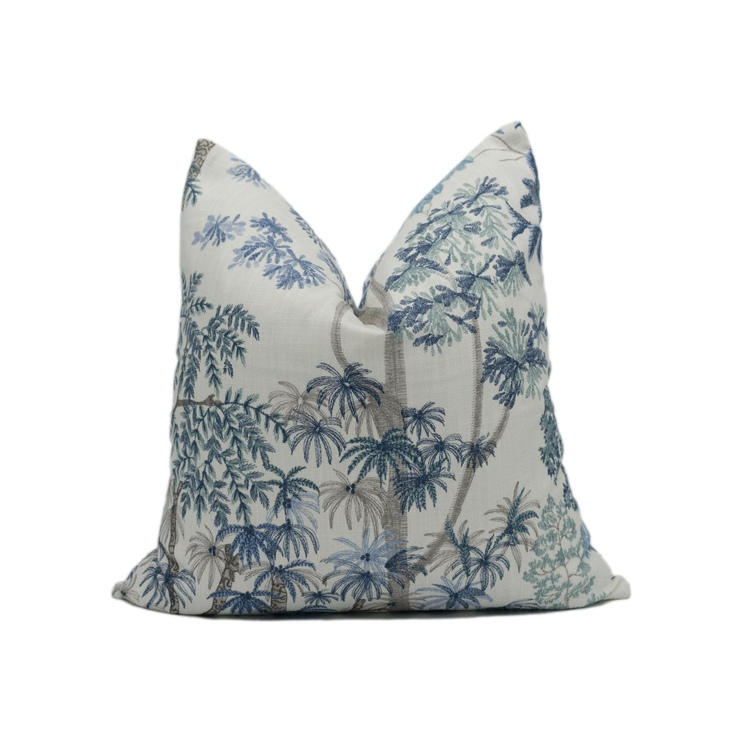 Jane Churchill - Kingswood - Blue - Magnificent Embroidery Inspired Tree Canopy Cushion Cover - Handmade Throw Pillow - Designer Home Décor.