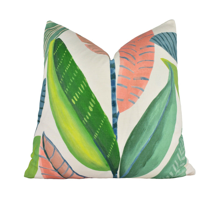 Scion - Hikkaduwa - Tropicana - Painterly Sri Lankan Banana Leaves Cushion Cover - Handmade Throw Pillow - Designer Home Decor.