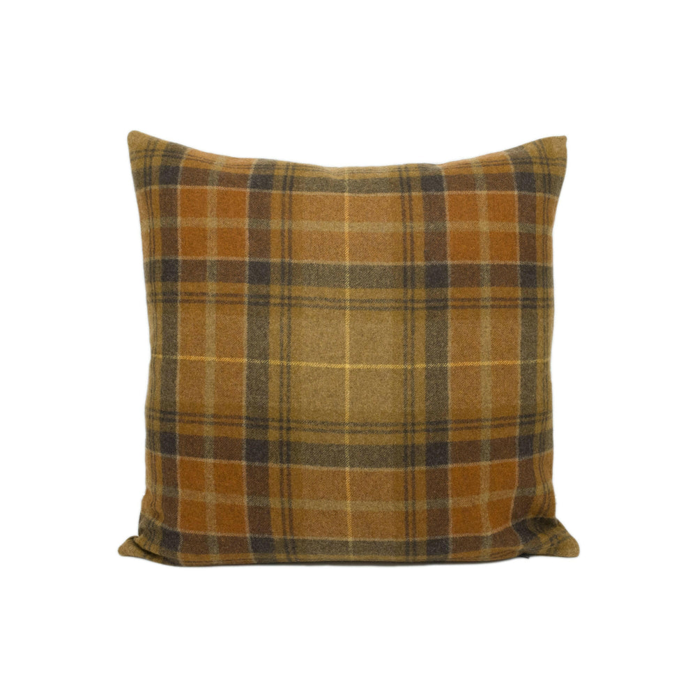 Abraham Moon - Vintage - Caramel -  100% Wool Cushion Cover - Designer Plaid Pillow Cover - Handmade Custom Abraham Moon Pillow.