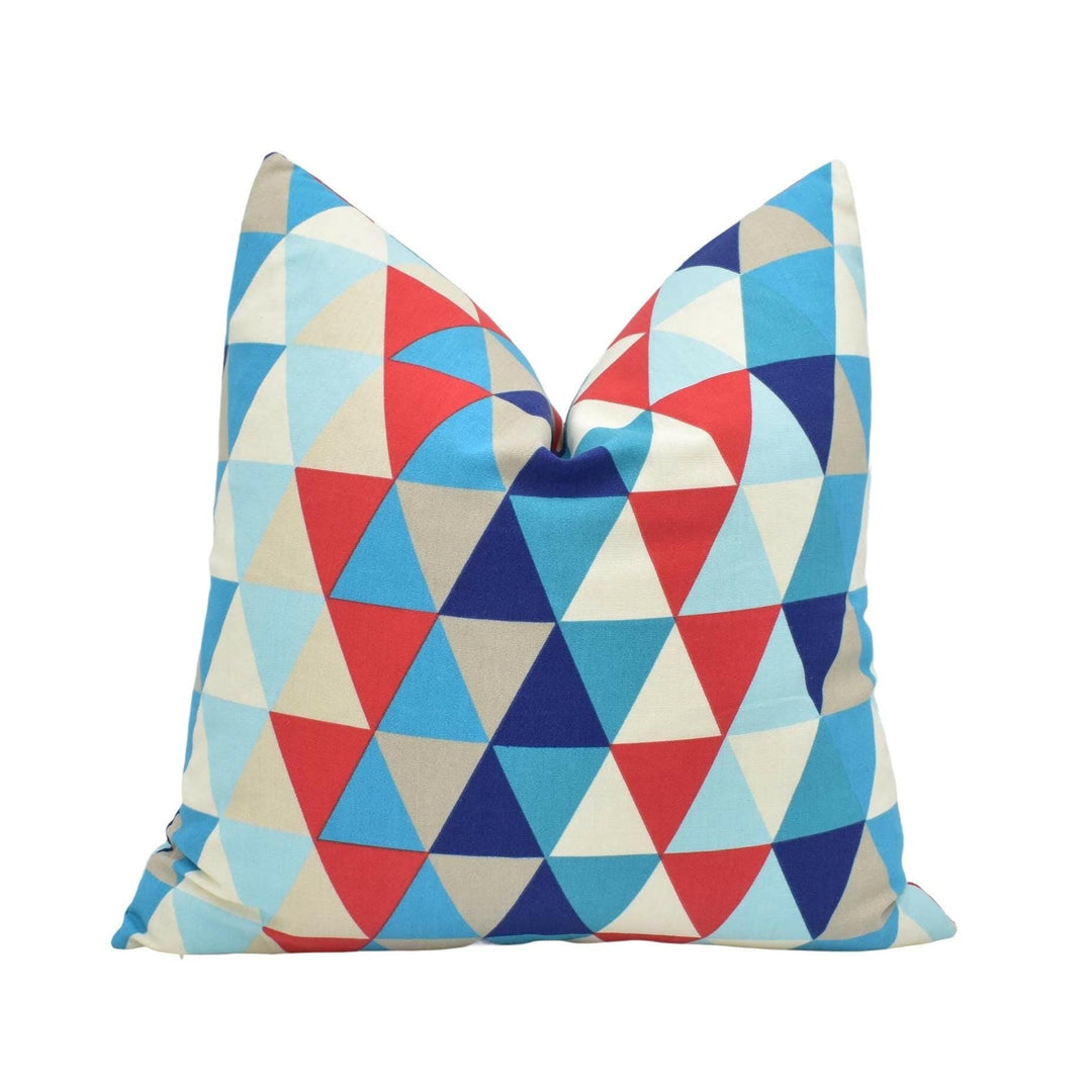 Harlequin - Kaleidoscope - Blue / Multi - Funky Bold Geometric Designer Cushion Cover - Stylish Triangle Throw Pillow - Handmade Home Decor.