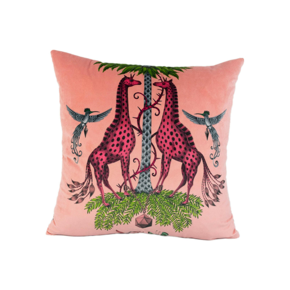 Funky Pink Maximalist Fantasy Creatures Velvet Designer Cushion Cover - Luxury Throw Pillow - Handmade Home Decor Creatura.