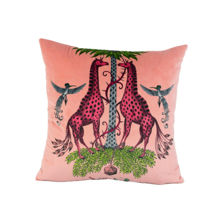 Funky Pink Maximalist Fantasy Creatures Velvet Designer Cushion Cover - Luxury Throw Pillow - Handmade Home Decor Creatura.