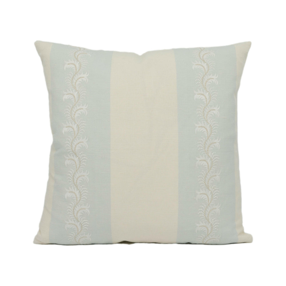 Colefax and Fowler - Feather Stripe - Aqua - Understated Embroidered Cushion Cover - Handmade Throw Pillow - Designer Home Décor.