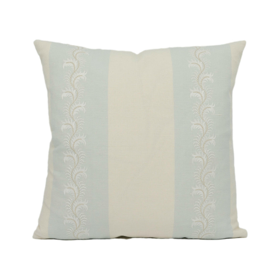 Colefax and Fowler - Feather Stripe - Aqua - Understated Embroidered Cushion Cover - Handmade Throw Pillow - Designer Home Décor.