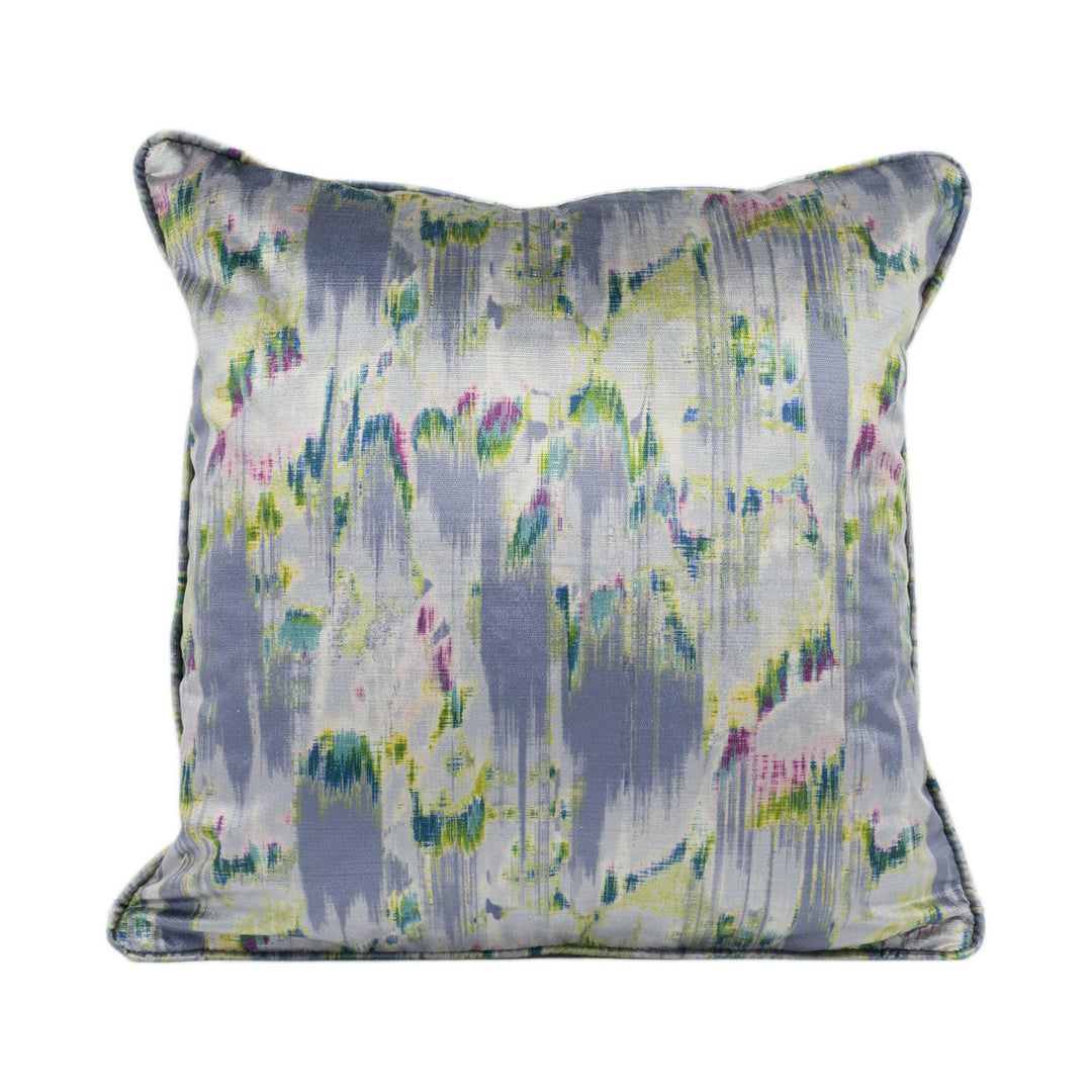 Panaz - Solaris - Cornflower - Subtle Feathered Abstract Velvet Cushion Cover - Handmade Throw Pillow - Designer Home Décor.