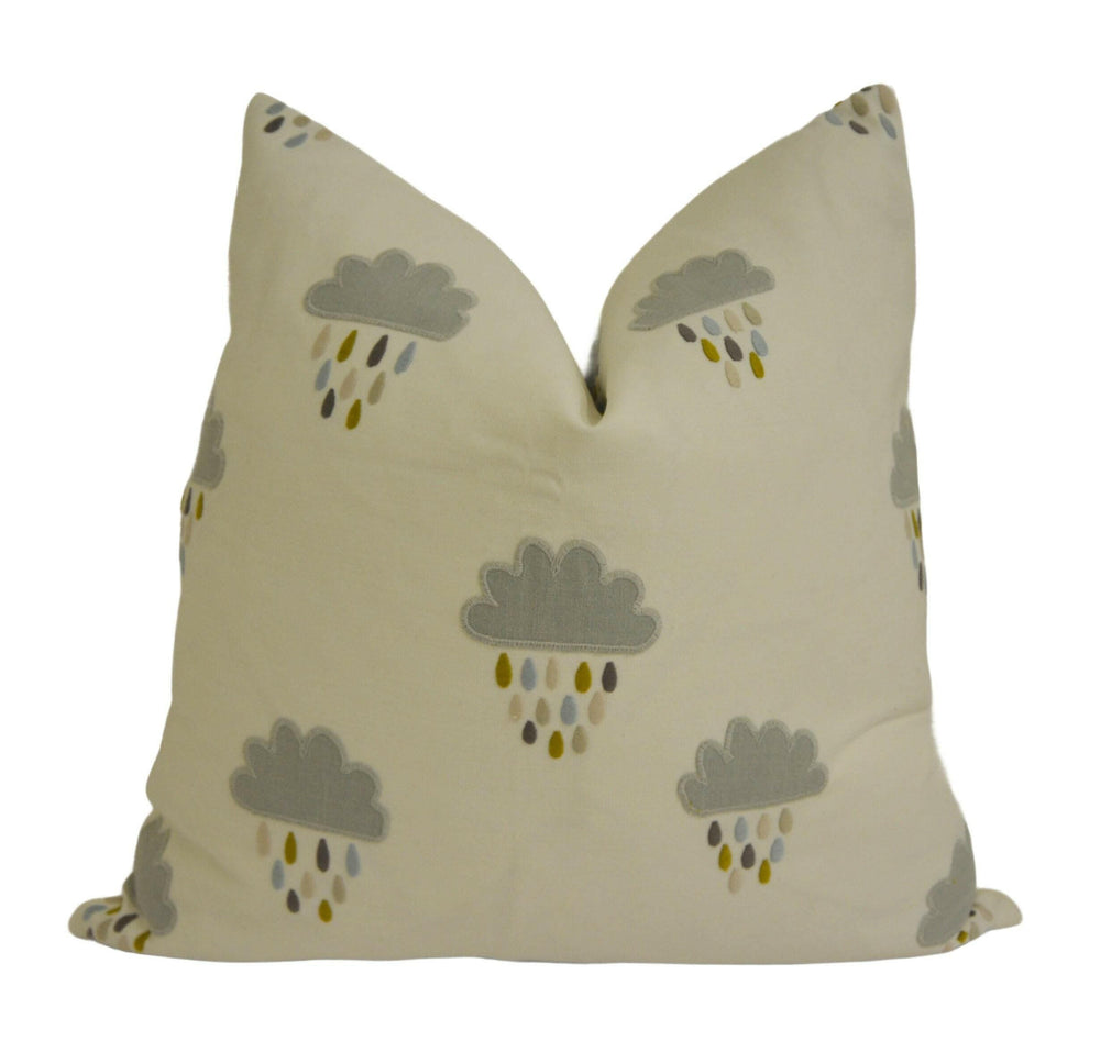 Scion - April Showers - 3 Colourways Available - Delightful Embroidered Cloud Designer Cushion Cover - Luxury Throw Pillow - Handmade Home.