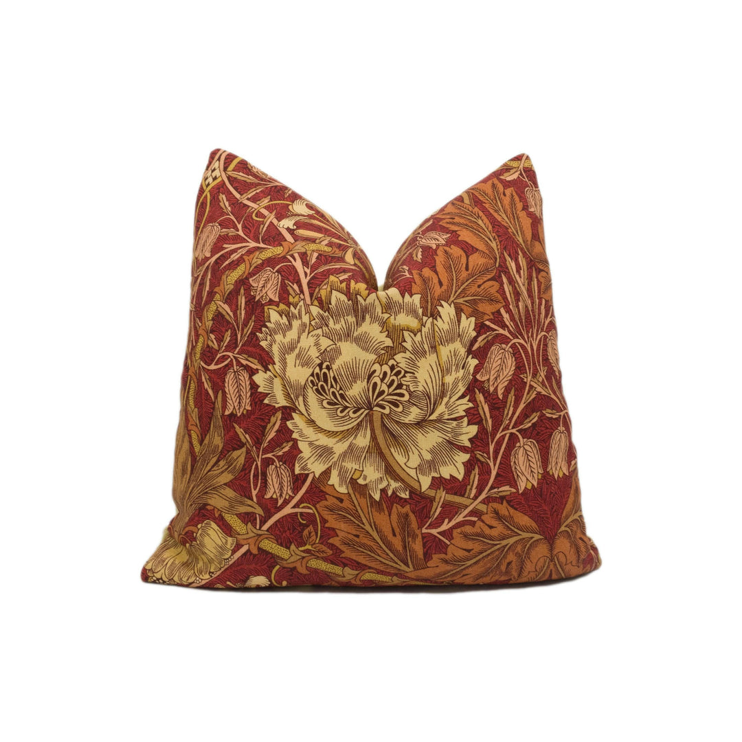 William Morris - Honeysuckle and Tulip - Brick / Russet - Cushion Cover Throw Pillow Designer Home Decor.
