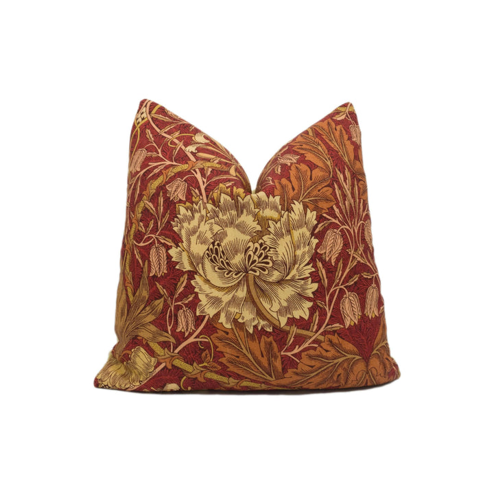 William Morris - Honeysuckle and Tulip - Brick / Russet - Cushion Cover Throw Pillow Designer Home Decor.