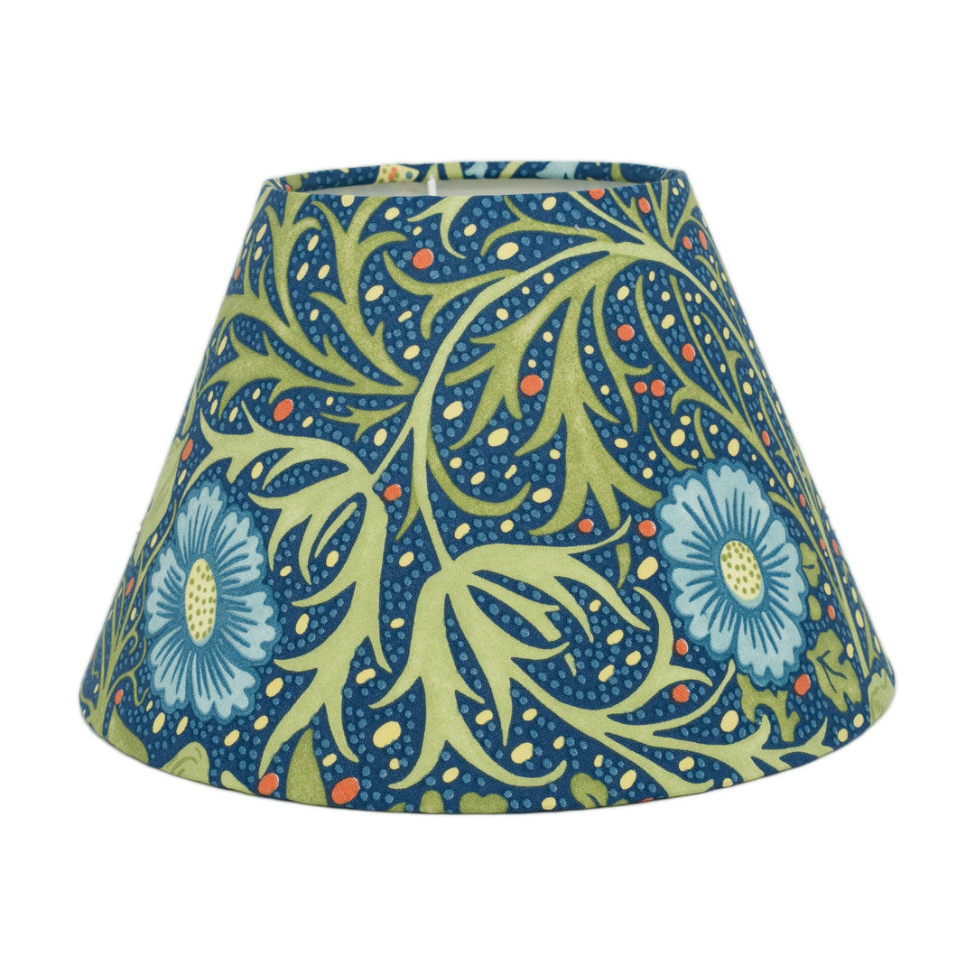 William Morris - Seaweed - Cobalt / Thyme - Coolie Lampshade - Conical Ceiling Light - Art Nouveau Floral - Handmade Designer Home Décor.
