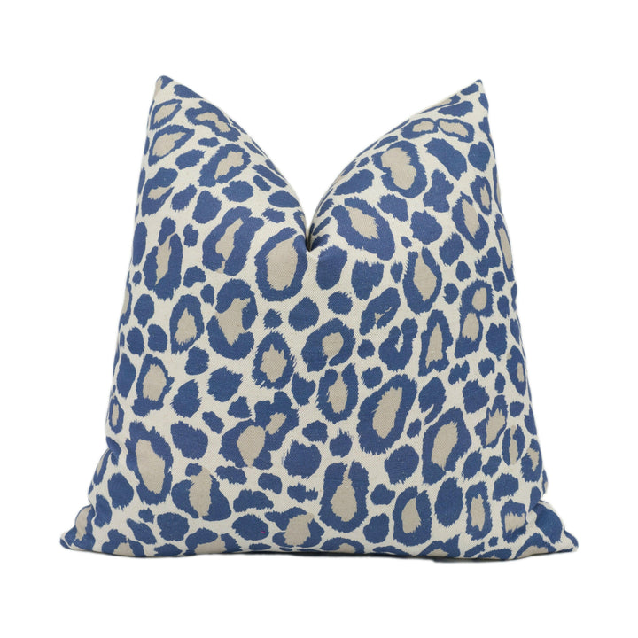 Anna French x Thibaut - African Leopard - Navy -  Stunning Modern Animal Print Cushion Cover Throw Pillow Designer Home Décor.