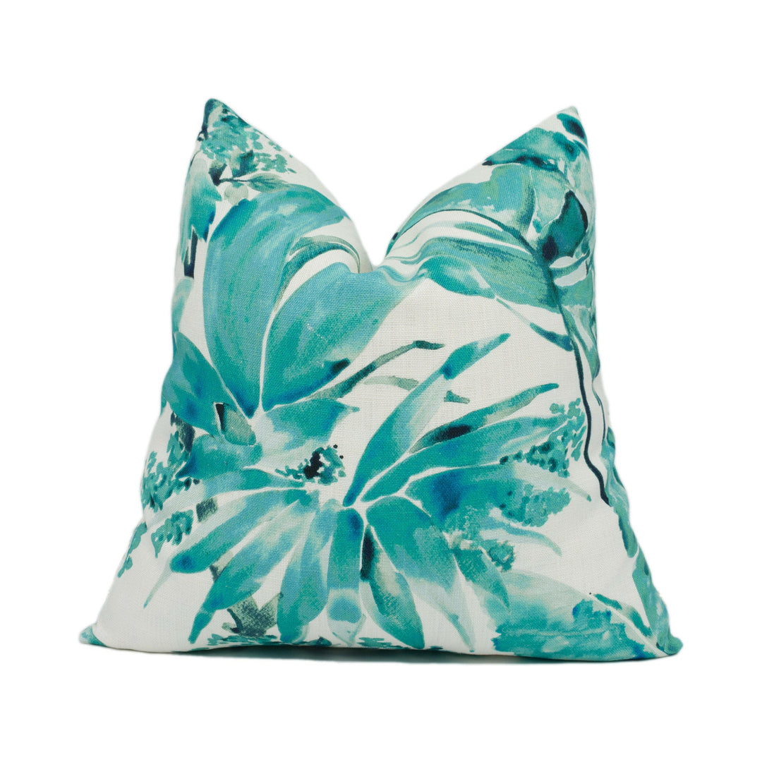 Chivasso - Jungle Like - Teal - Botanical Tropical Leaf Print Cushion Cover - Handmade Throw Pillow - Designer Home Décor.