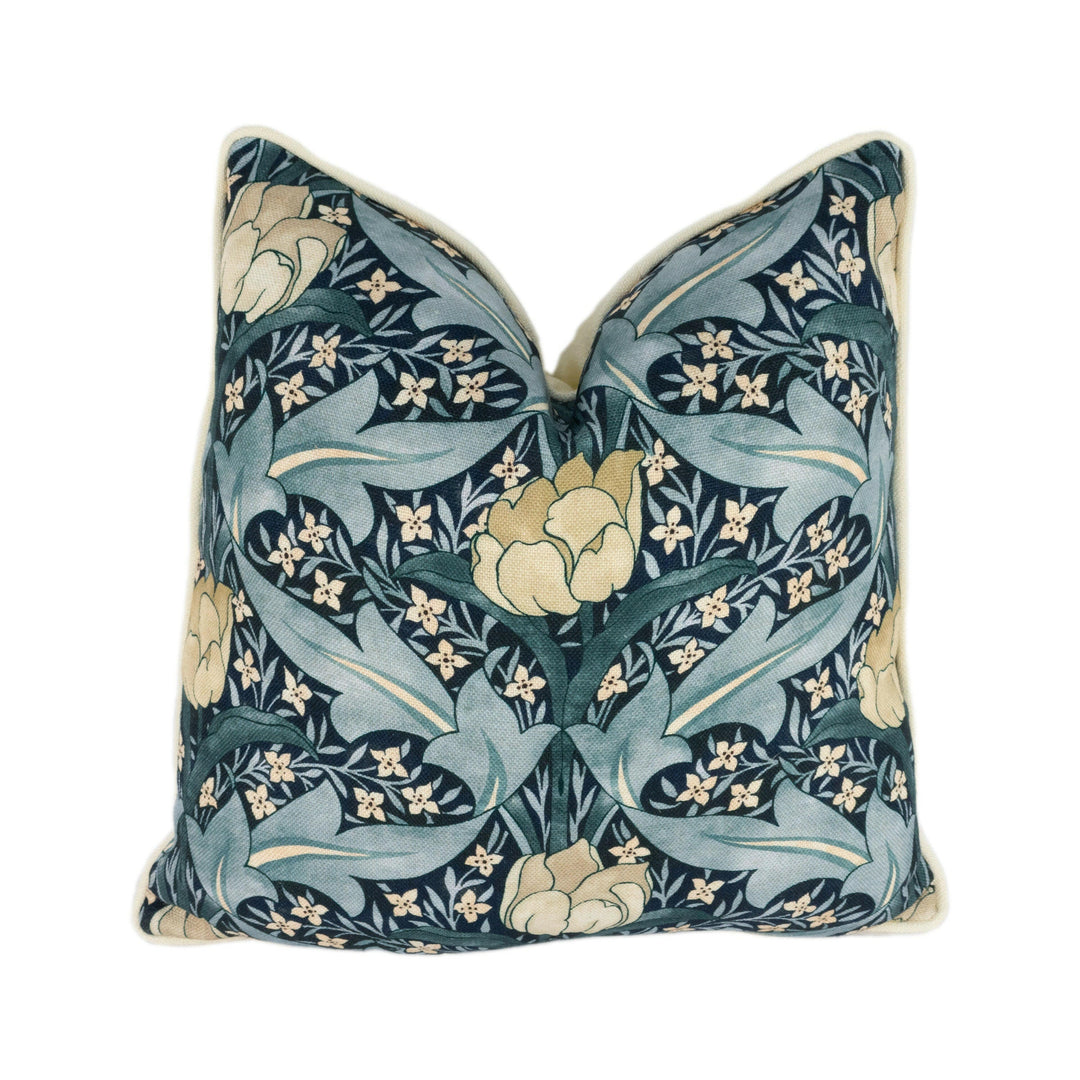 GP & J Baker - Tulip and Jasmine - Indigo / Ivory - Stunning Designer Cushion Cover Home Decor Throw Pillow.