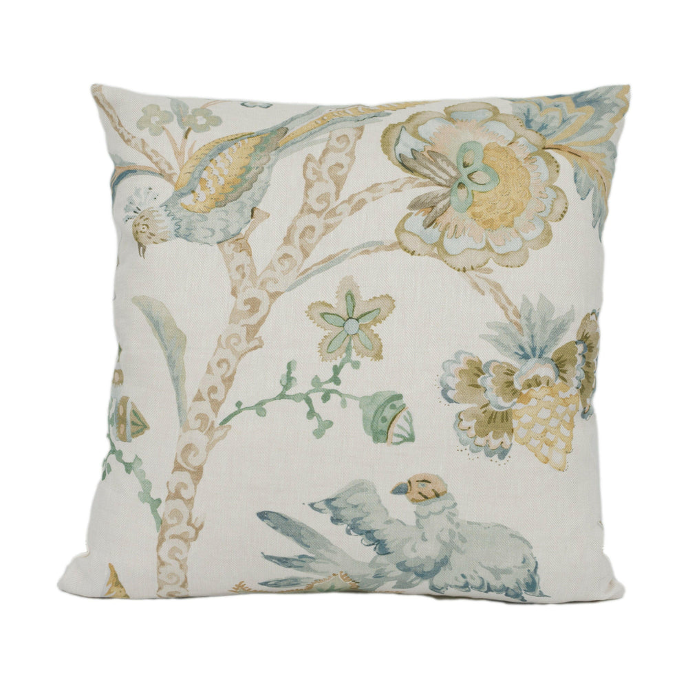 Colefax and Fowler - Belvedere - Old Blue - Painterly Tree of Life Designer Cushion Cover - Handmade Throw Pillow Luxury Home Decor.