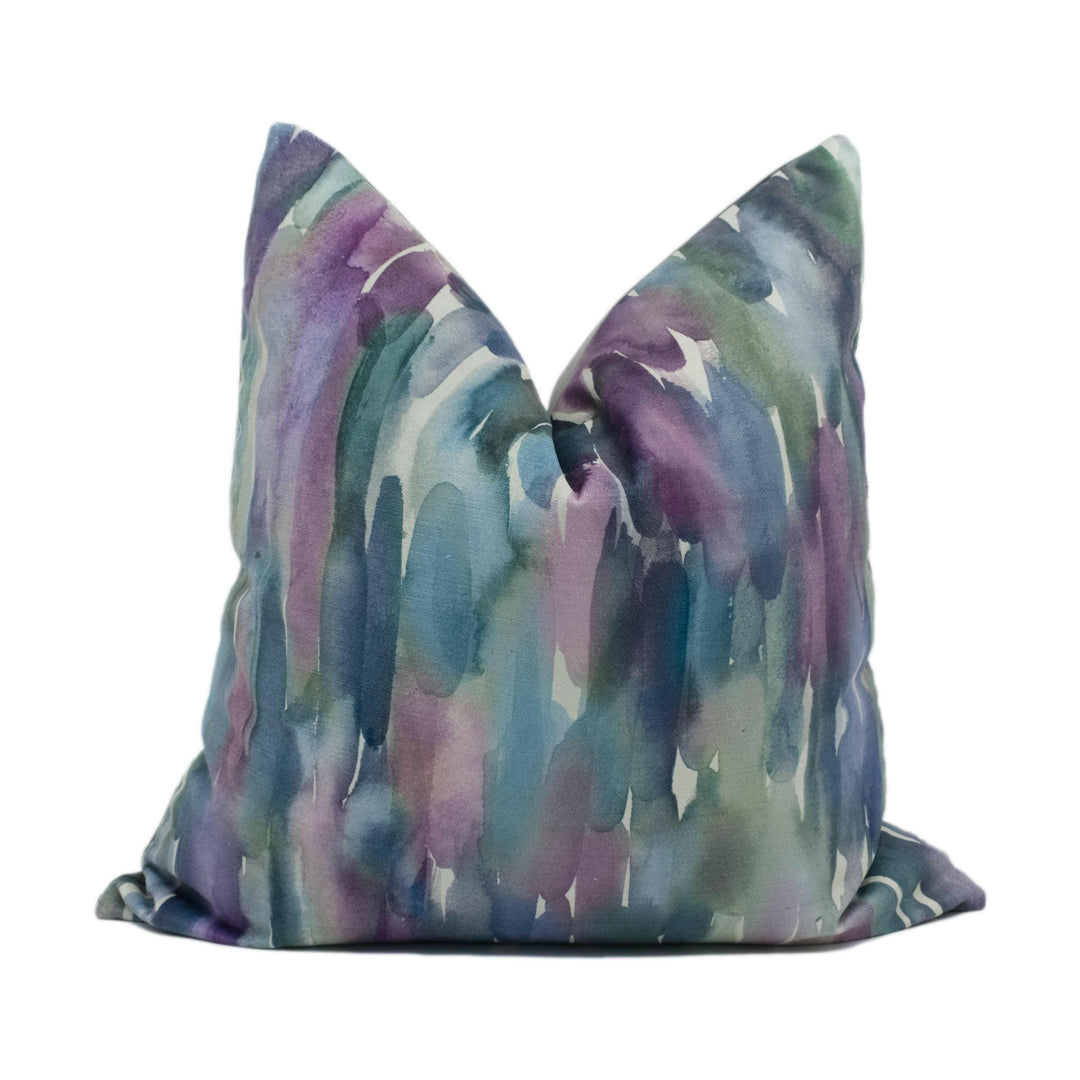 Voyage - Azalea - Sapphire - Soft Painterly Abstract Brush Strokes Velvet Cushion Cover - Handmade Throw Pillow - Designer Home Décor.