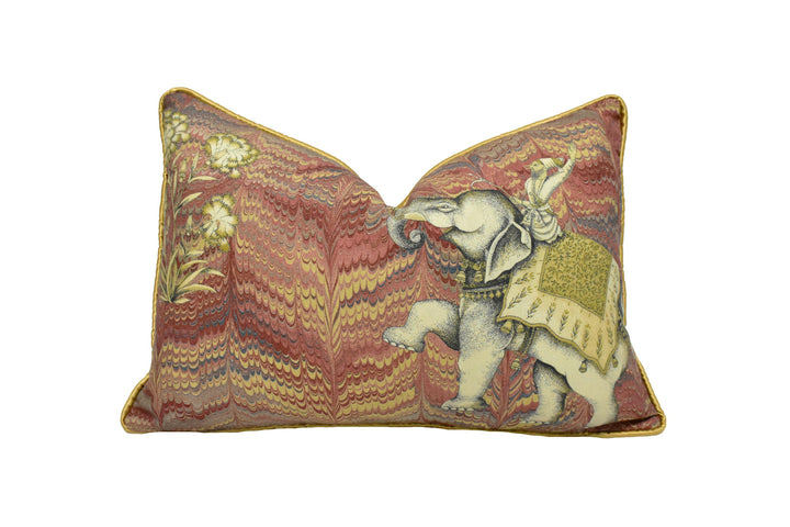 Zoffany - Jaipur - Red - Mogul Inspired Indian Tiger & Elephant Cushion Cover - Handmade Throw Pillow Designer Home Decor.