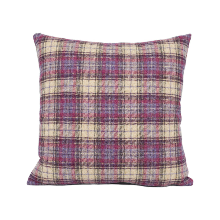 Abraham Moon - Doune - Grape - 100% Wool Cushion Cover - Designer Plaid Pillow Cover - Handmade Custom Abraham Moon Pillow.