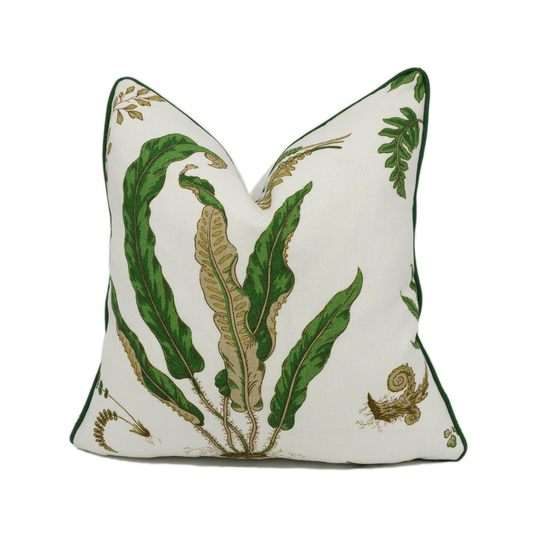 GP & J Baker - Ferns - Original Green - Stunning Contrast Piped Botanical Floral Cushion Cover - Handmade Throw Pillow - Designer Home Décor.