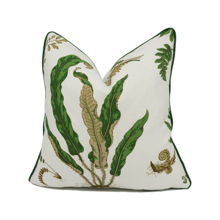 GP & J Baker - Ferns - Original Green - Stunning Contrast Piped Botanical Floral Cushion Cover - Handmade Throw Pillow - Designer Home Décor.