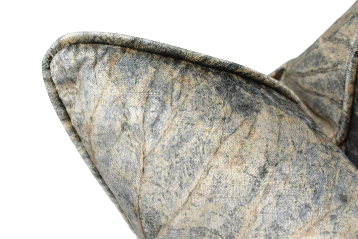 Zoffany - Taisho - Fossil - Lavish Lotus Leaf Velvet Designer Cushion Cover - Luxury Modern Throw Pillow - Handmade High End Home Decor.