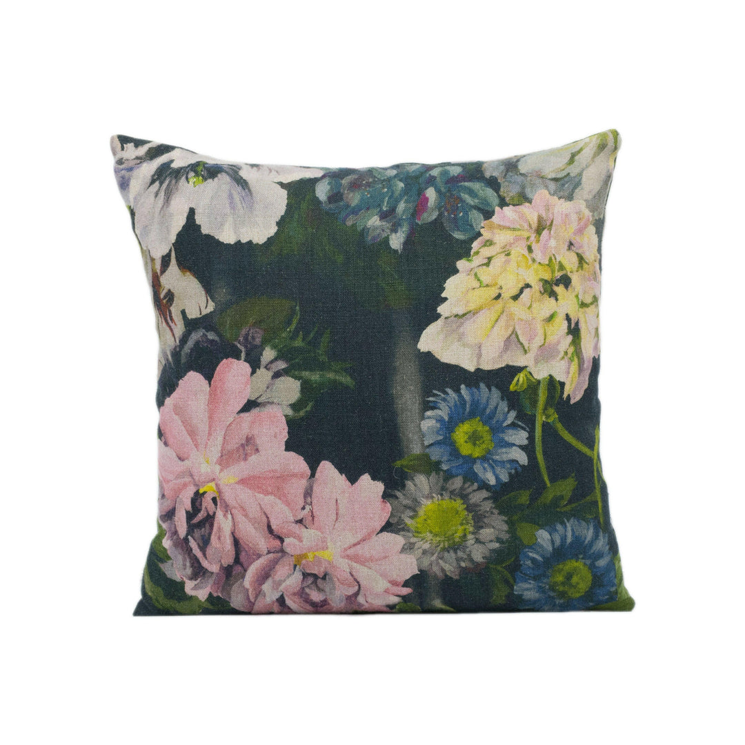 Designers Guild - Delft Flower - Graphite - Exquisite Layered Blooming Floral Designer Cushion Cover - Luxury Throw Pillow - Handmade Home.