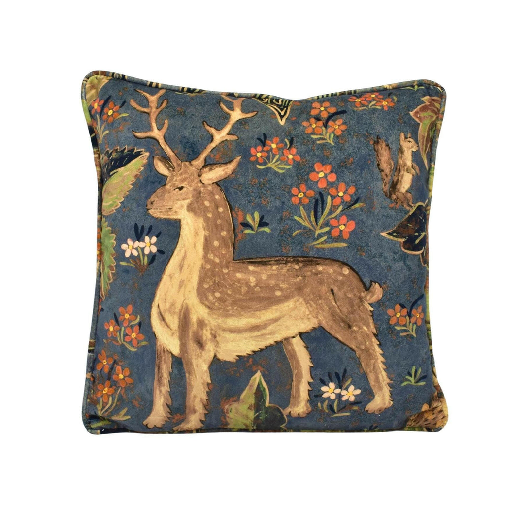 Zoffany - Arden Velvet - Blue - Luxurious Mid-Century British Tapestry Cushion Cover - Handmade Throw Pillow Designer Home Decor.