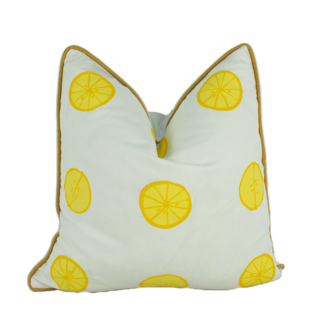 Vera Neumann for Schumacher - Lemonade - Lemon - Imaginative Fruity Polka Dot Designer Cushion Cover - Handmade Throw Pillow Luxury Home.