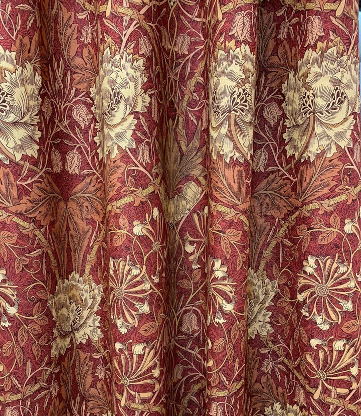 William Morris Fabric - Honeysuckle and Tulip  - Brick/Russet Printed Linen Union Fabric -  Made to Measure Curtains DMORHO203.