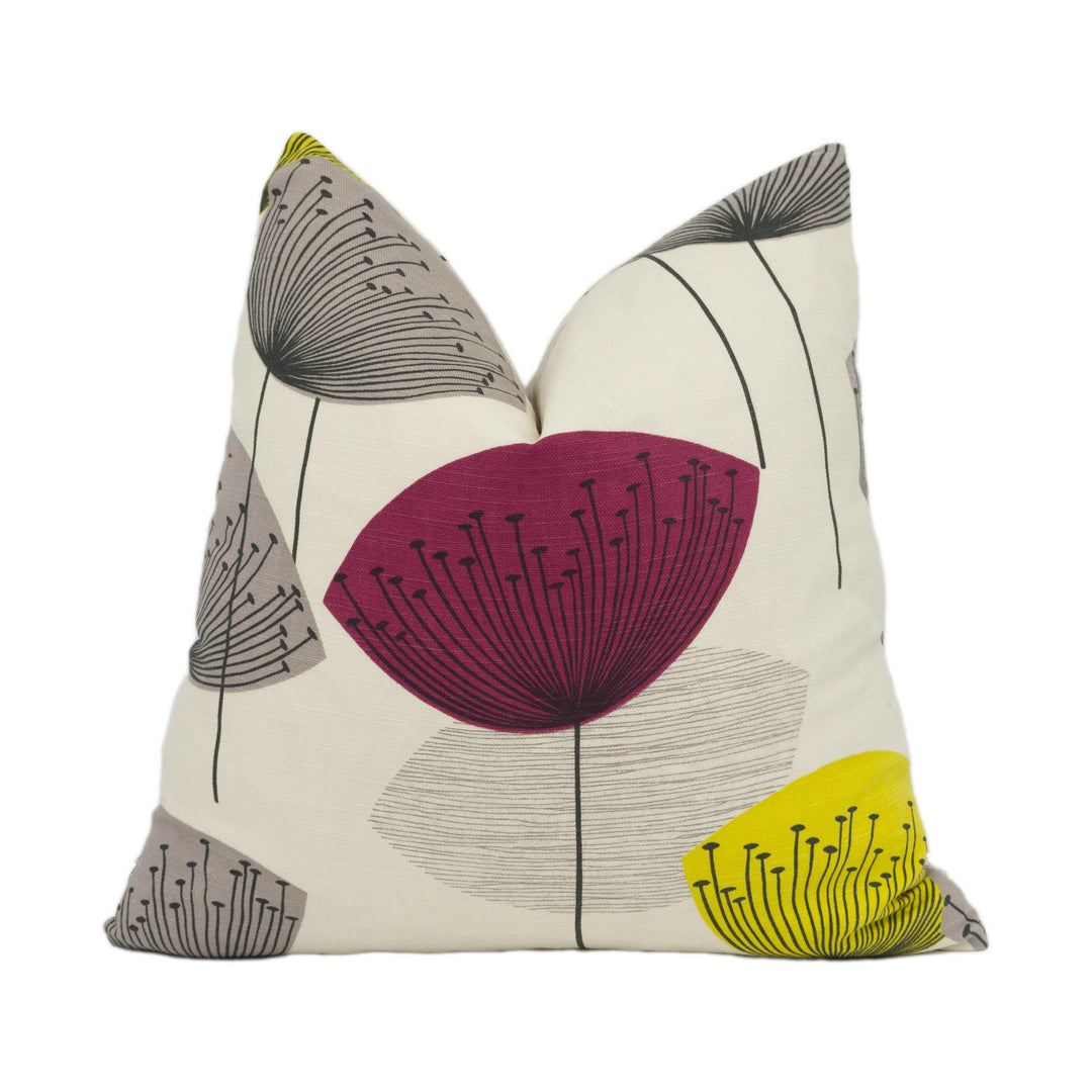 Sanderson - Dandelion Clocks - Blackcurrant - Mid Century Inspired Floral Cushion Cover Throw Pillow Designer Home Décor.