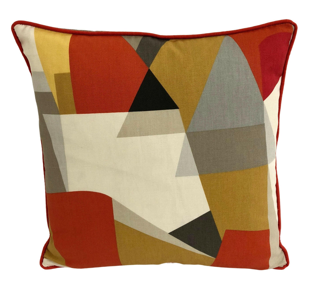 Scion - Pucci - Stone / Chilli / Glow - Warm Funky Scandi Geometric Designer Cushion Cover - Luxury Throw Pillow - Handmade Home Decor.