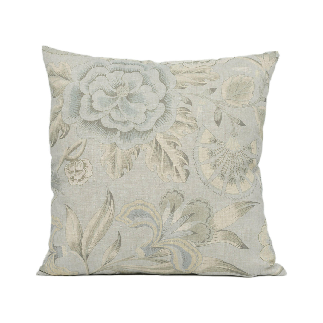 Anna French x Thibaut - Cleo - Spa Blue on Flax - Elegant Floral Cushion Cover - Handmade Pillow Throw - Designer Home Décor.