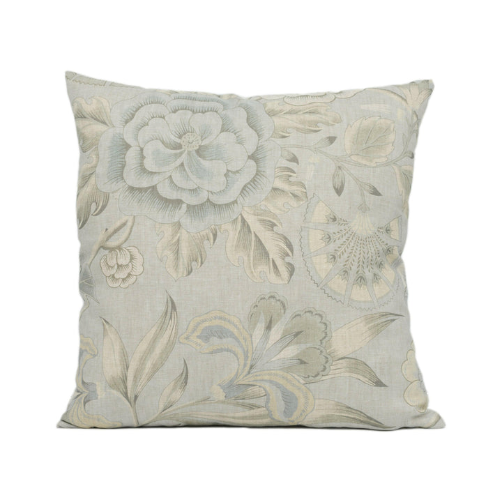 Anna French x Thibaut - Cleo - Spa Blue on Flax - Elegant Floral Cushion Cover - Handmade Pillow Throw - Designer Home Décor.