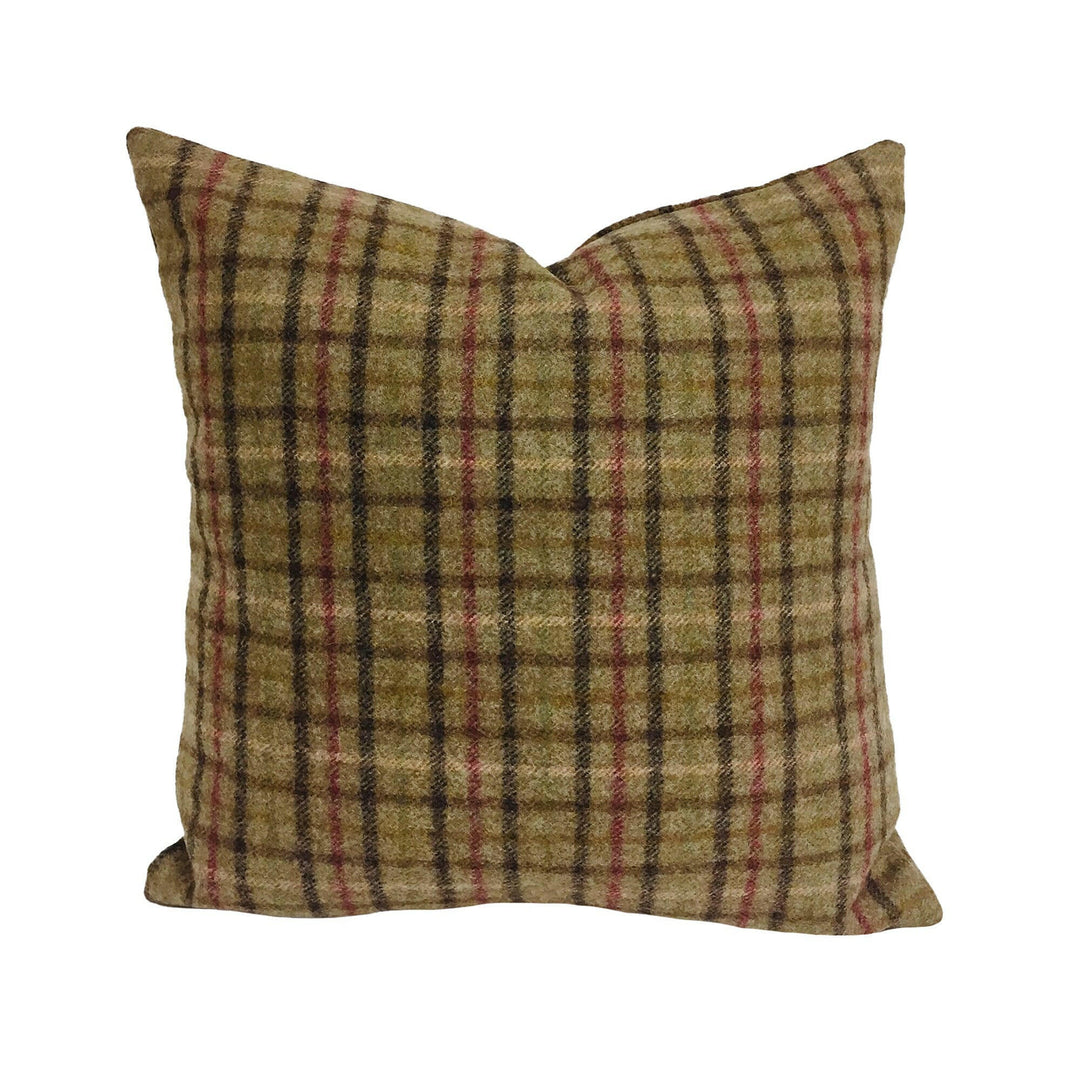 Abraham Moon - Balmoral - Sage -  100% Wool Cushion Cover - Designer Plaid Pillow Cover - Handmade Custom Abraham Moon Pillow.
