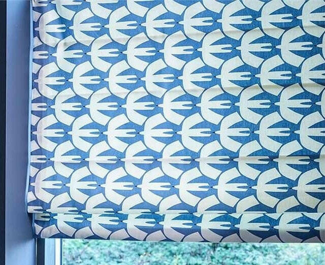 Harlequin Scion - Pajaro In Electric Blue -  Made To Measure Professionally Made Roman Blind.