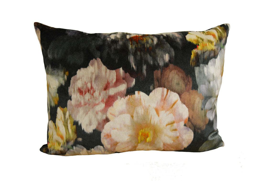 Romo - Black Edition - Herbaria - Malva - Decadent Floral Velvet - Designer Cushion Cover - Handmade Throw Pillow - Luxury Home Decor.