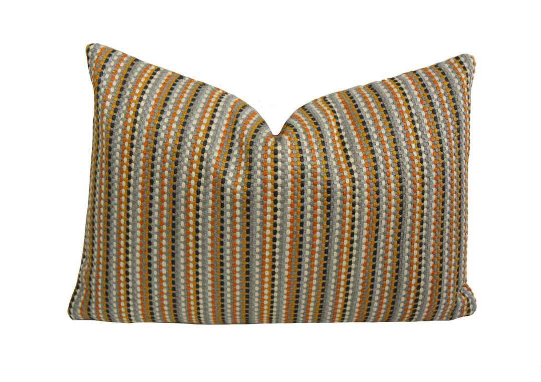Romo - Ditton - Henna - Playful Striped Weave Designer Cushion Cover - Handmade Throw Pillow - Luxury Home Decor.