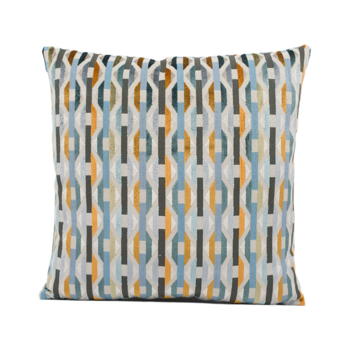 Romo - Onetti - Copper - Vibrant Geometric Cut Velvet Designer Cushion Cover - Handmade Throw Pillow Luxury Home Decor.