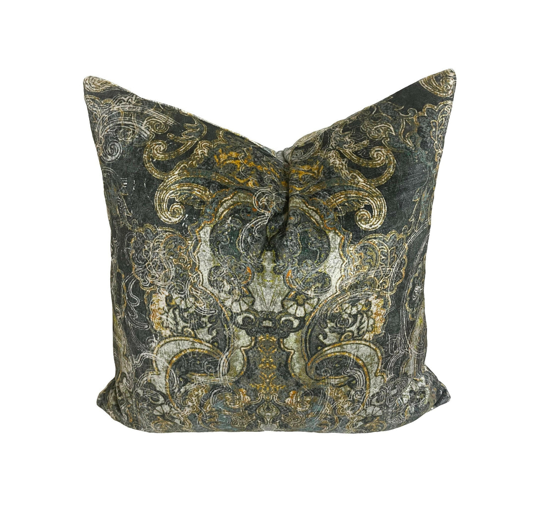 Romo - Black Edition - Maroque - Meteor - Moroccan Inspired Velvet Damask Designer Cushion Cover - Handmade Throw Pillow - Luxury Home Decor.