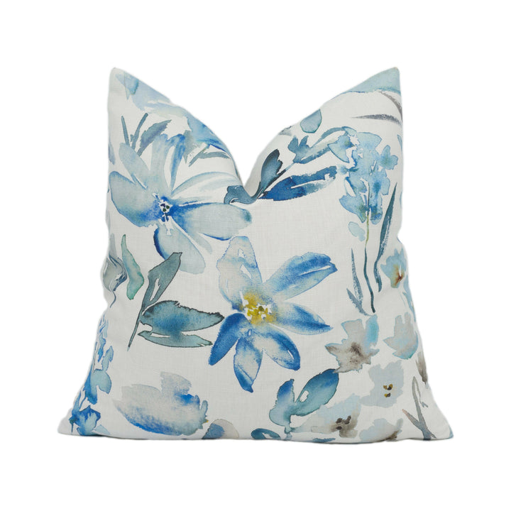 Romo - Otelie - Cobalt - Artsy Watercolour Floral Cushion Cover Handmade Throw Pillow Designer Home Décor.