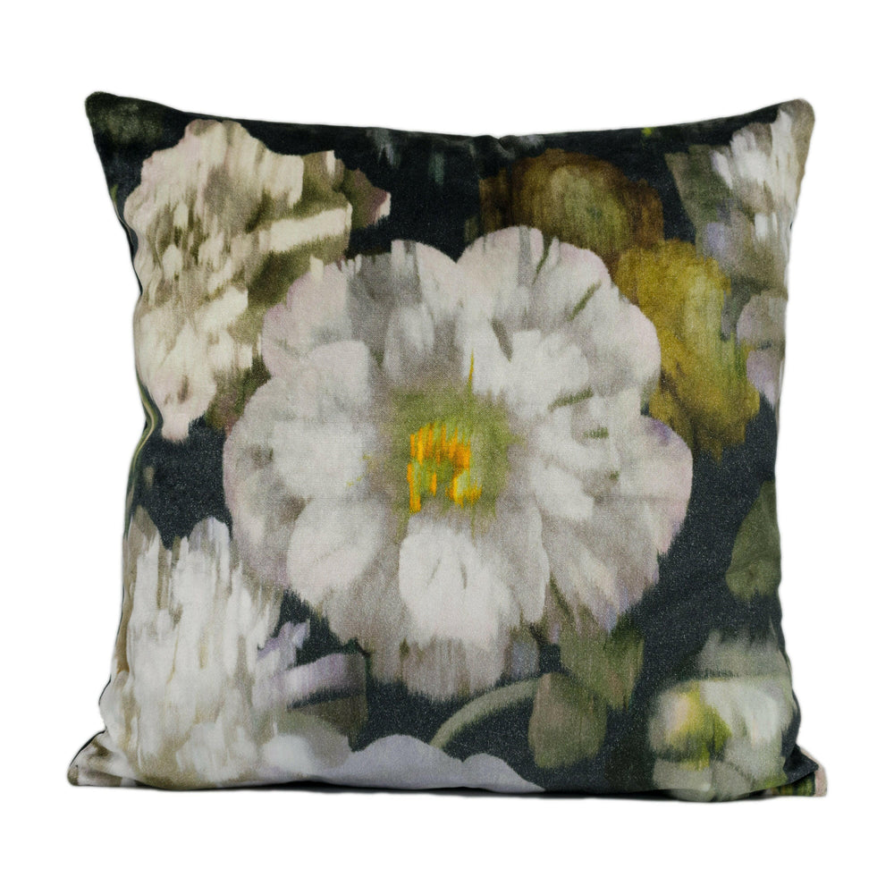 Romo - Black Edition - Herbaria - Obsidian - Decadent Floral Velvet - Designer Cushion Cover - Handmade Throw Pillow - Luxury Home Décor.