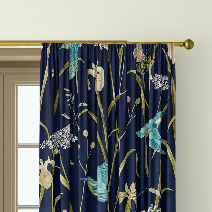 Sanderson - kingfisher &amp; iris - navy / teal - curtains made to measure drapes designer home decor.
