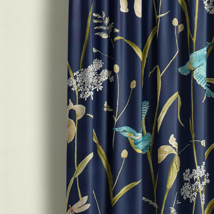 Sanderson - kingfisher &amp; iris - navy / teal - curtains made to measure drapes designer home decor.
